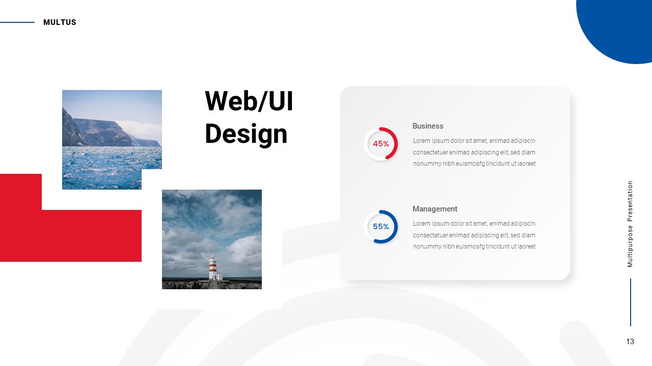 Web and UI design slide for multipurpose presentation theme for google slides