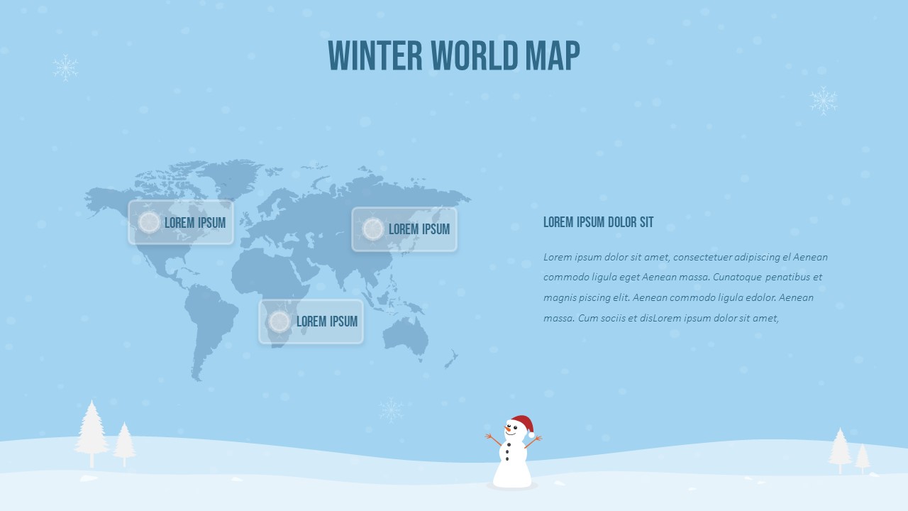 World Map Slide of Free Winter Google Slides Template