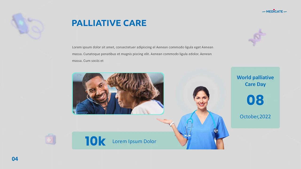 World palliative care day presentation slide for Nursing google slides template