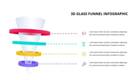 3D Glass Funnel Infographic Template for Google Slides