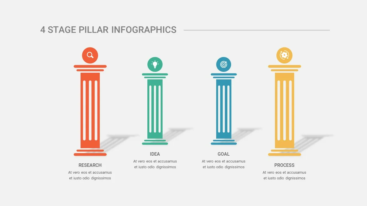 4 Stage Pillar Infographic Template for Google Slides