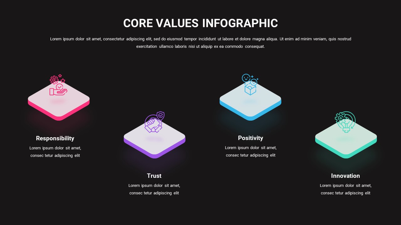 4 Step Core Values Infographic Template for Presentation