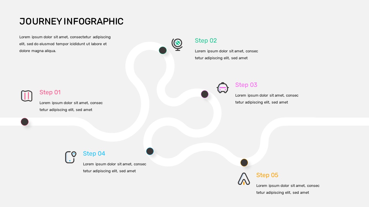 5 Step Journey Slide with Infographics for Presentation