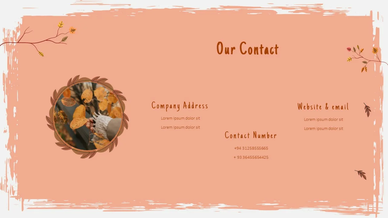 Contact Us Slide of Fall Theme Presentation Slides