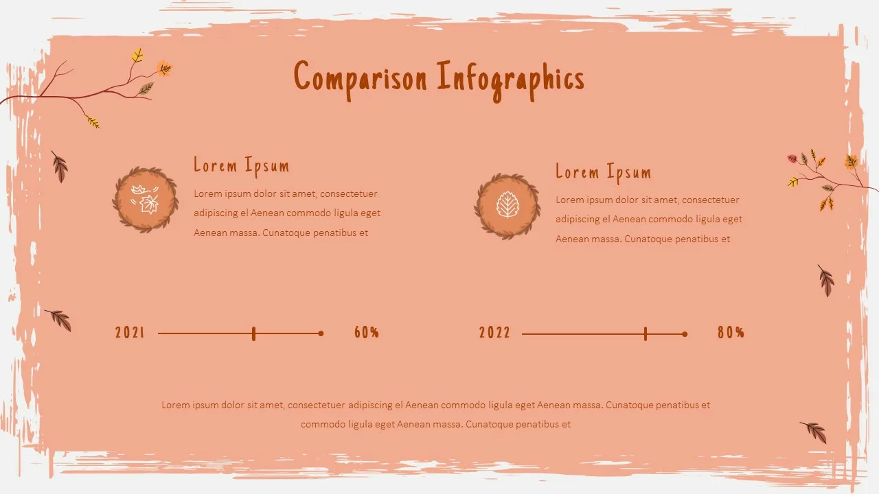 Fall Theme Google Slides Template Comparison Slide with Infographics