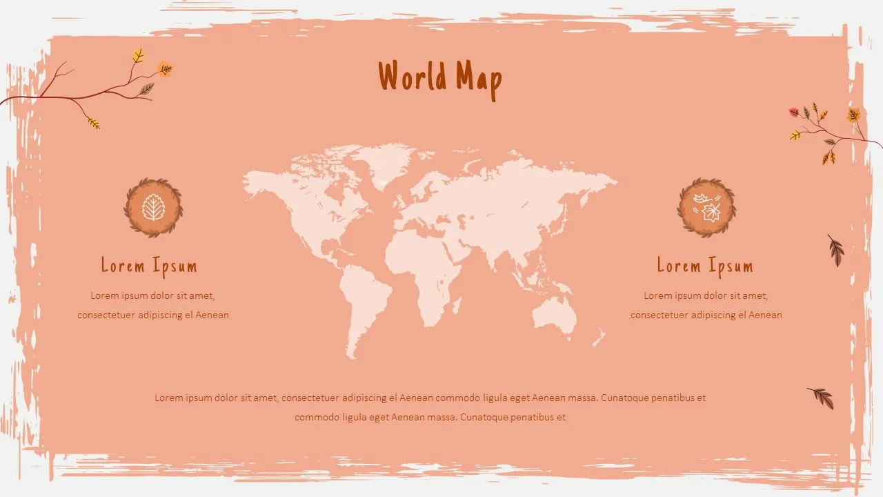 Fall Theme Presentation Slide with a World Map