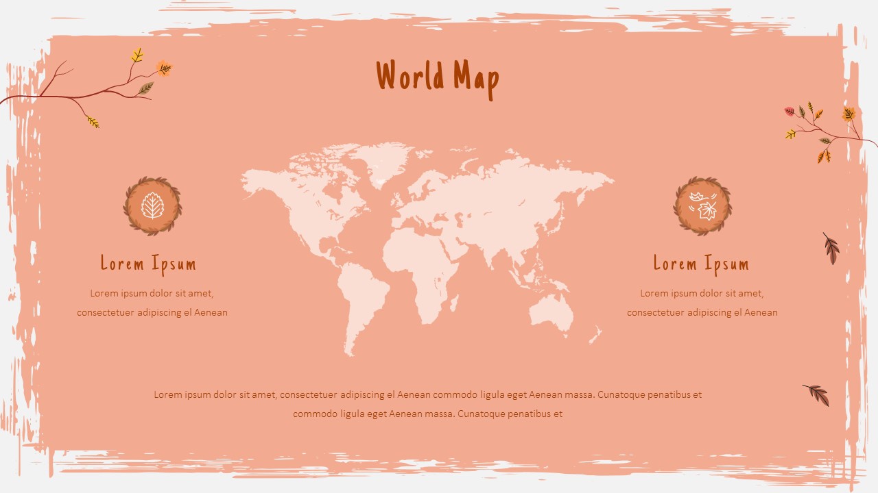 Fall Theme Presentation Slide with a World Map