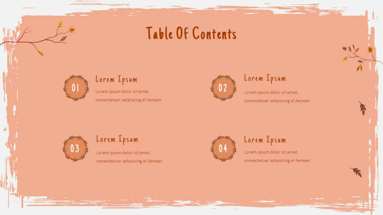 Google Slides Fall Themes Table of Contents Slide