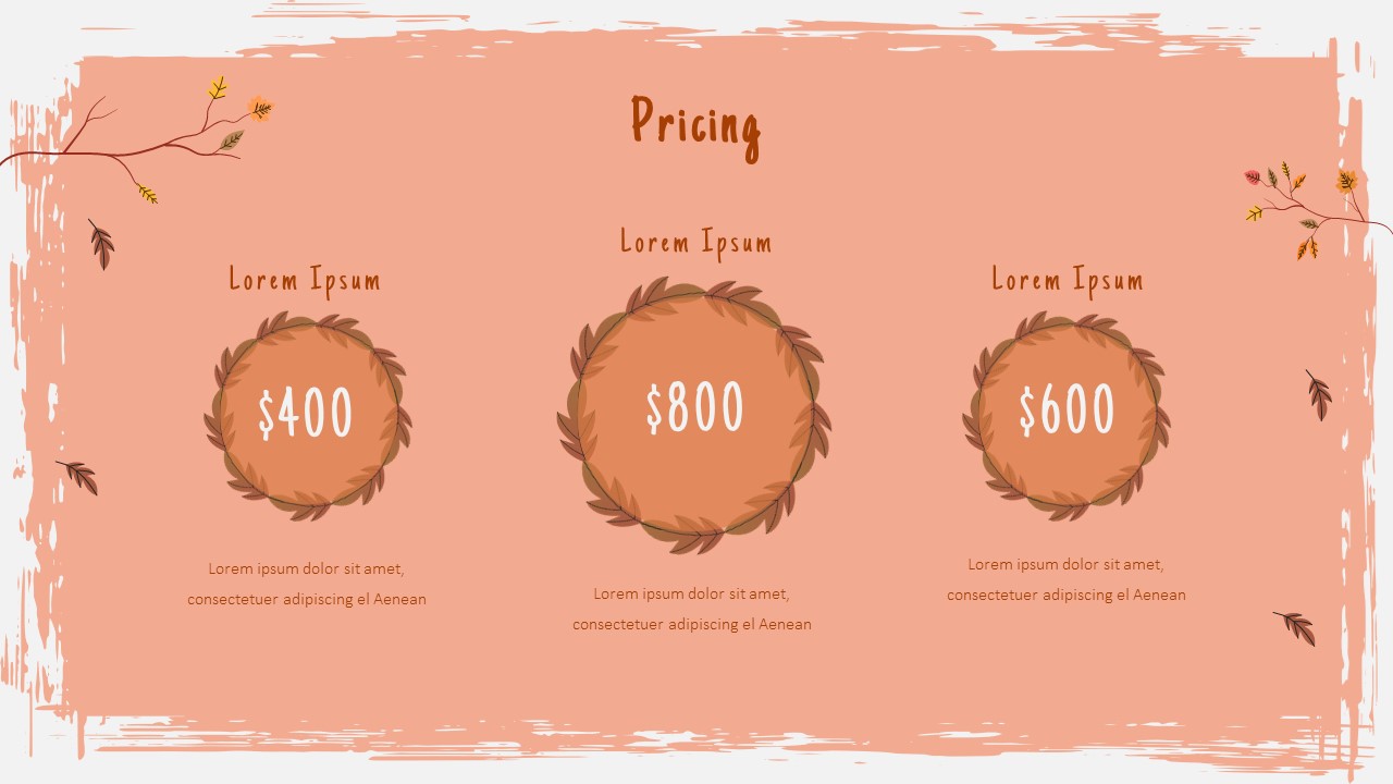 Plans & Pricing Slide of Google Slides Fall Themes