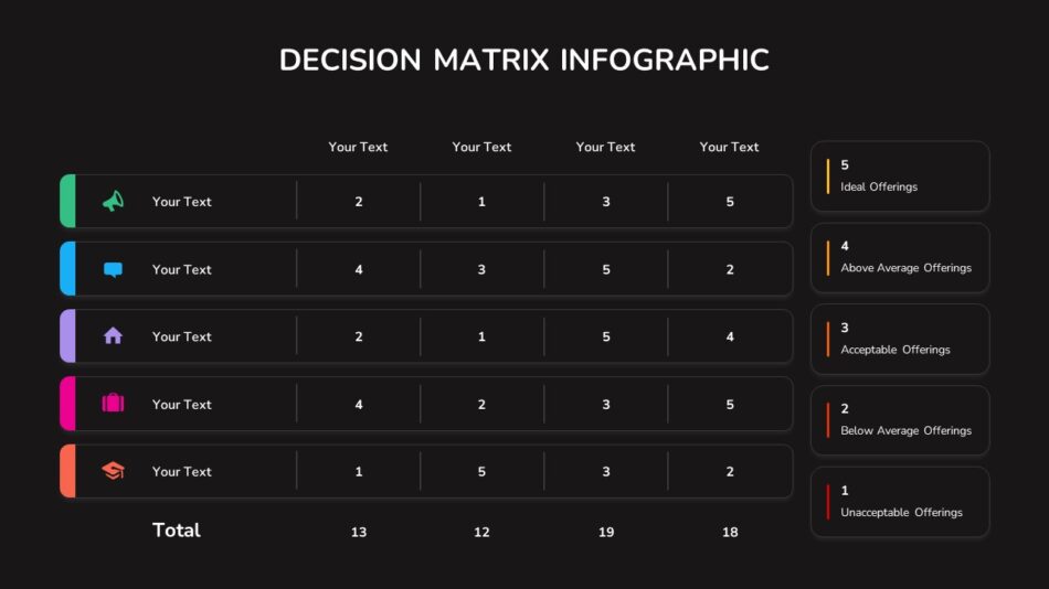 Simple Decision Matrix Infographic with Dark Theme - SlideKit