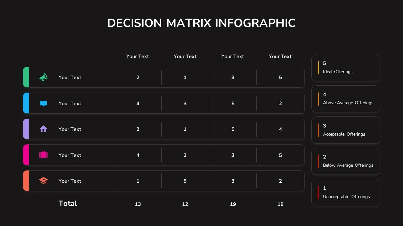 Simple Decision Matrix Infographic with Dark Theme