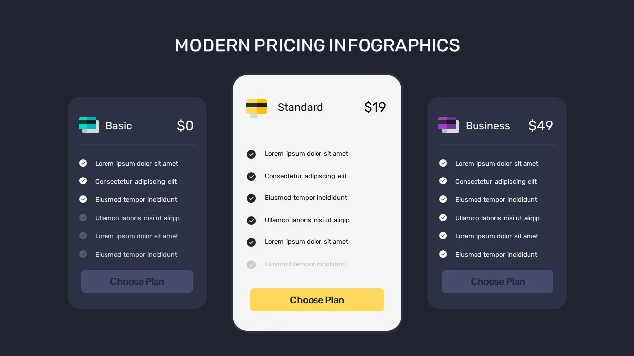 Simple Pricing Package Template for Google Slides