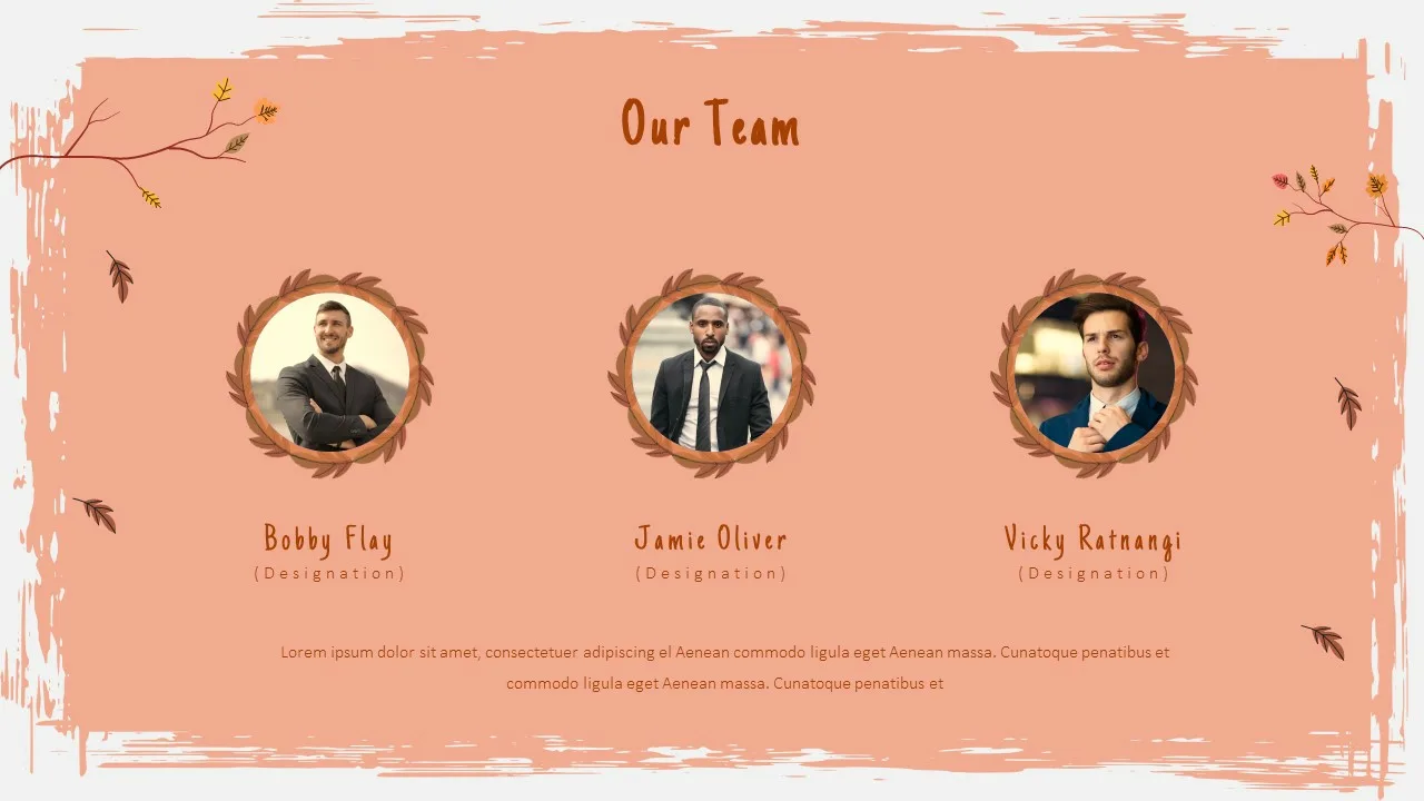 Team Introduction Slide of Fall Theme Presentation Template