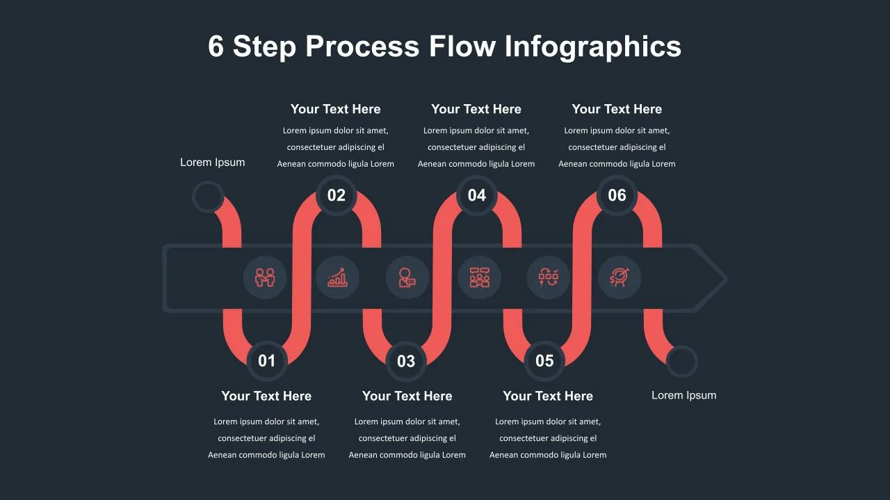 6 Step Process Flow Slides for Presentation