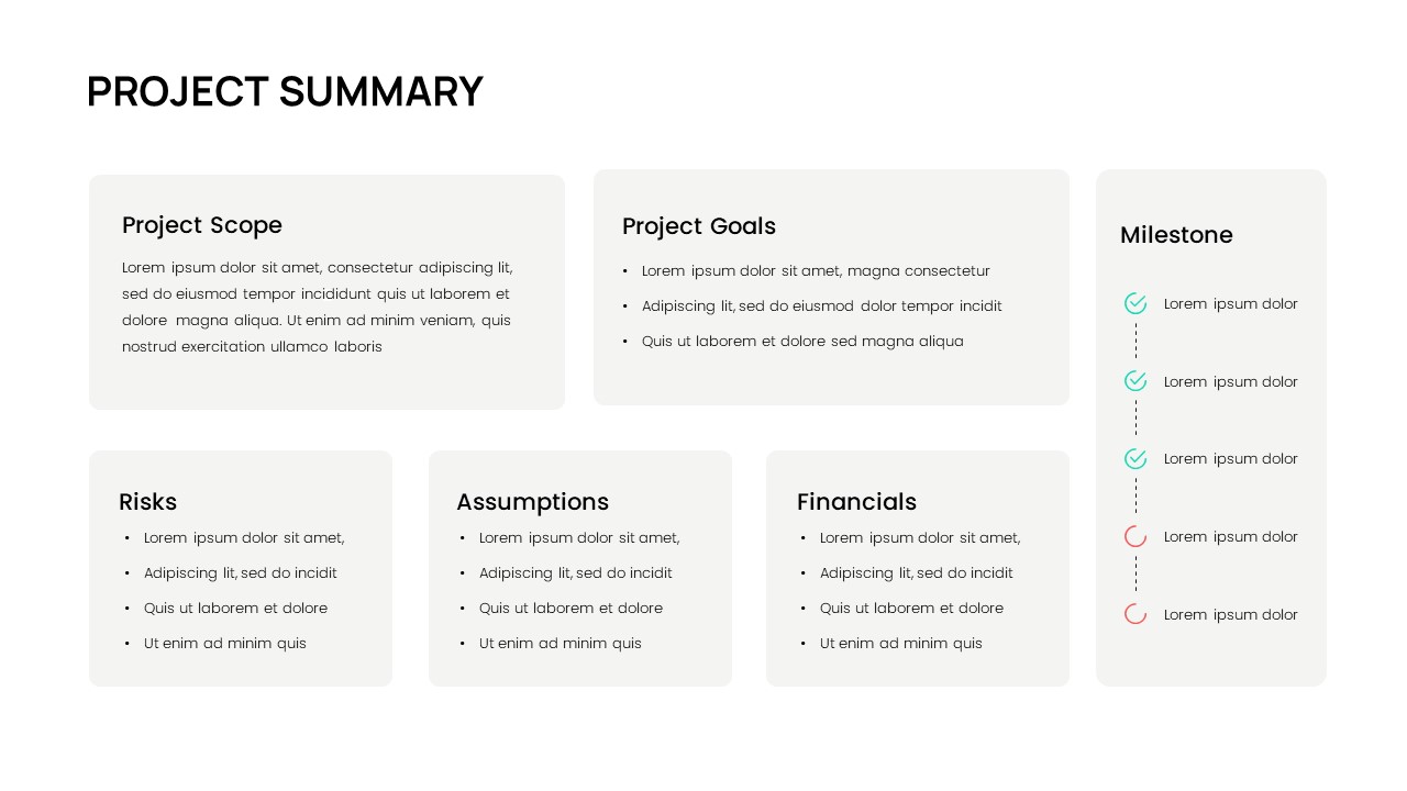 Business Case Study Templates Project Summary Slide