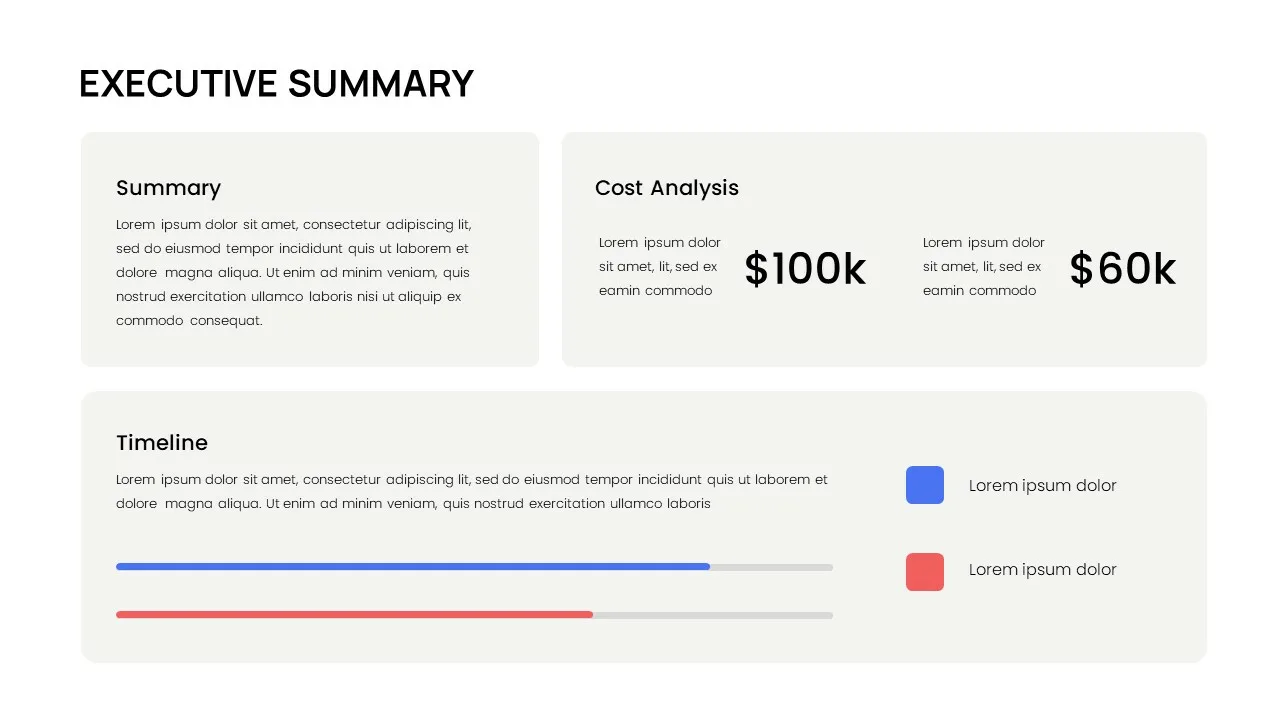 Business Case Template Executive Summary Slide