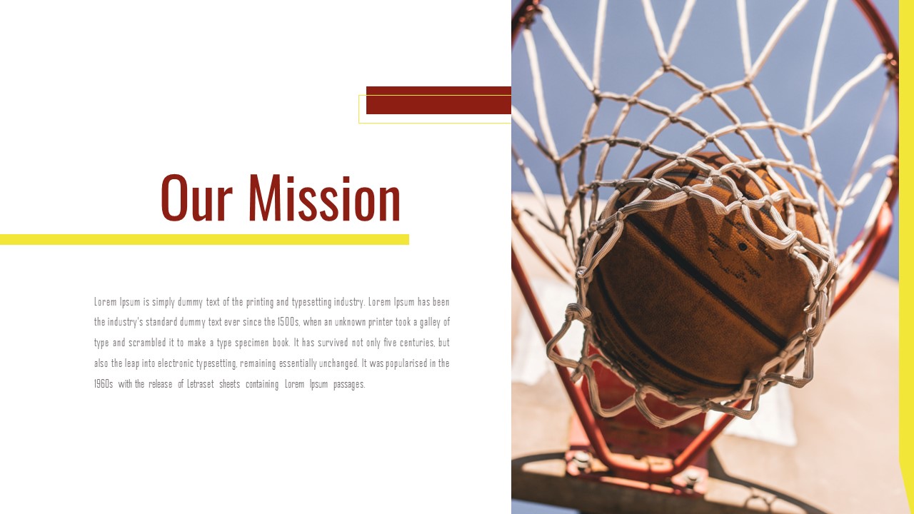 Company Mission Slide of Free Basketball Google Slides Theme