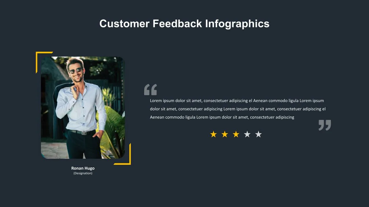 Customer Feedback Slide Template with Dark Theme