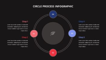 Dark Theme Process Flow Infographics Slide - SlideKit