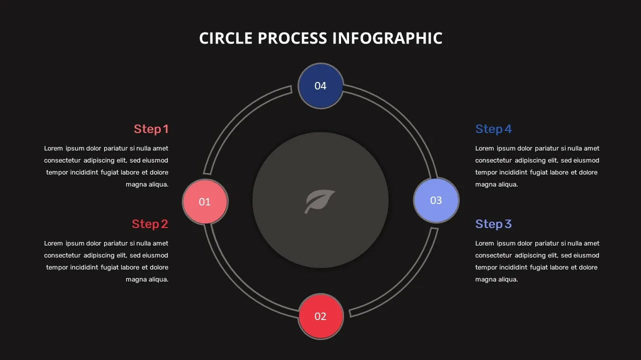 Dark Theme Process Flow Infographics Slide