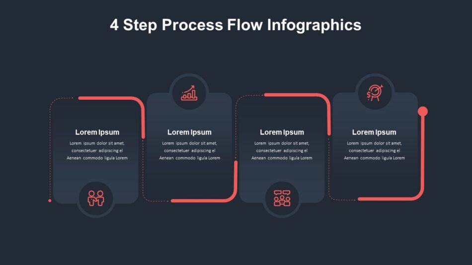 Dark Theme Process Flow Slide Template - SlideKit