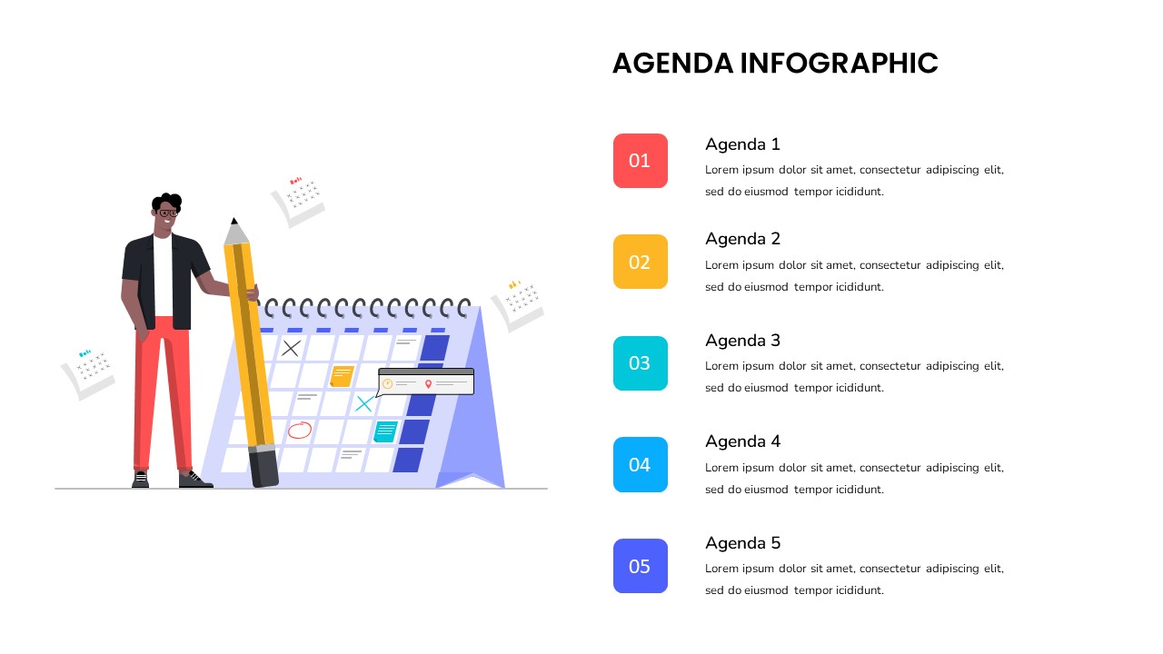Google Slides 5 Step Agenda Template