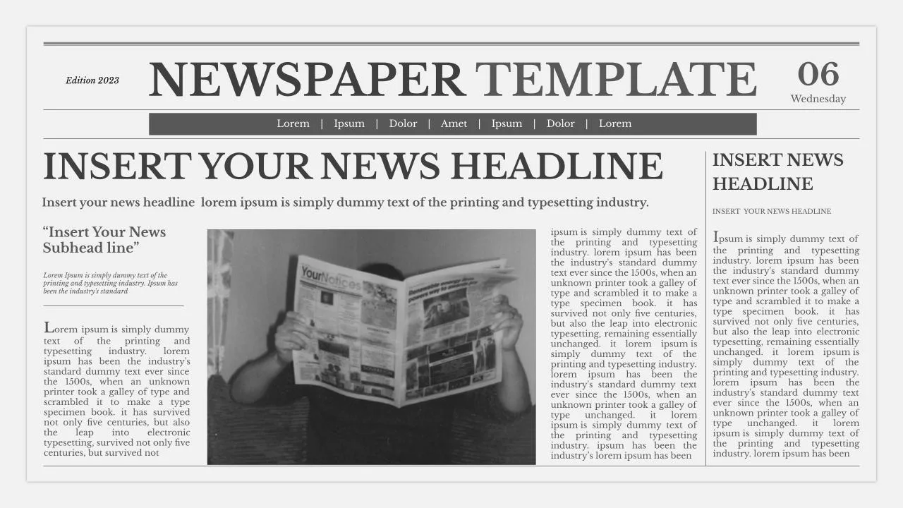 Newspaper Presentation Template For Google Slides SlideKit