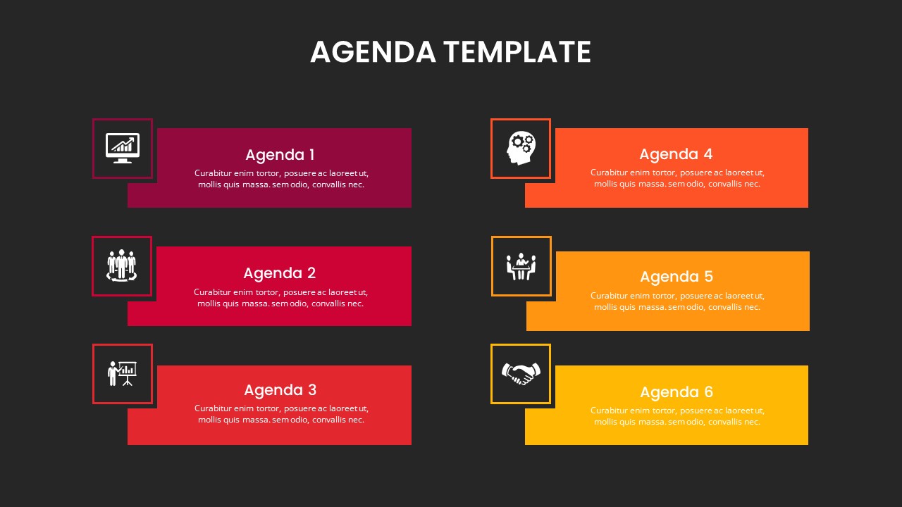 Agenda Slide Design Template with Dark Theme