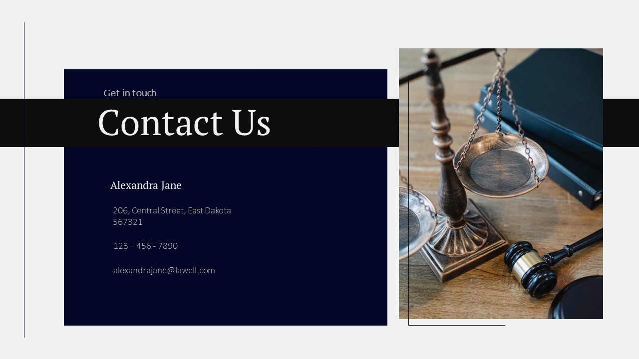 Legal Presentation Template Contact Us Slide