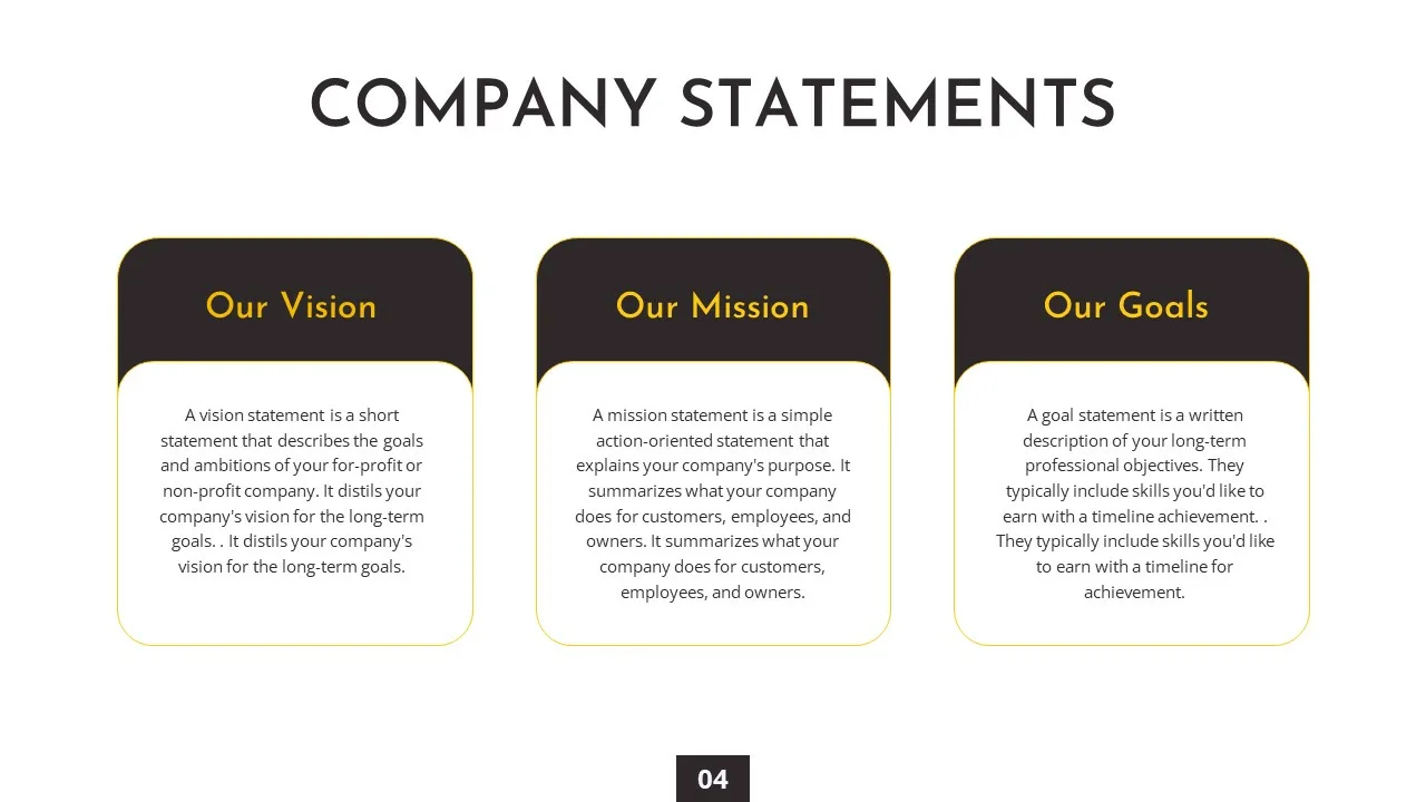 Product Presentation Slide with Mission & Vision