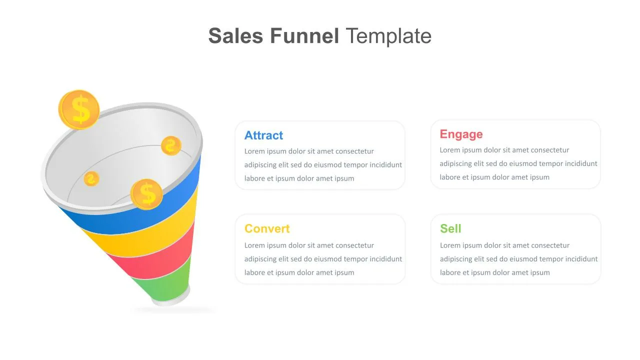 4 Process Sales Funnel Template for Google Slides