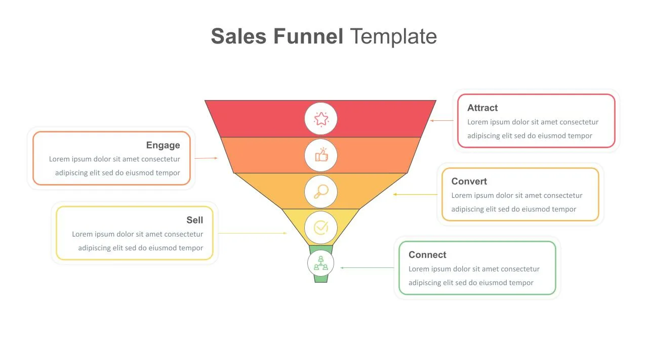 5 Steps Sales Funnel Slide Template