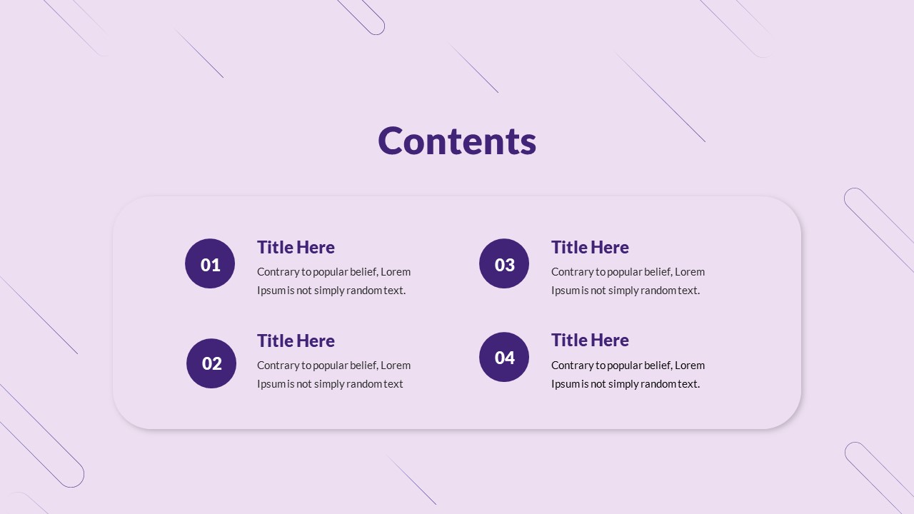 Contents Slide in Purple Theme Templates