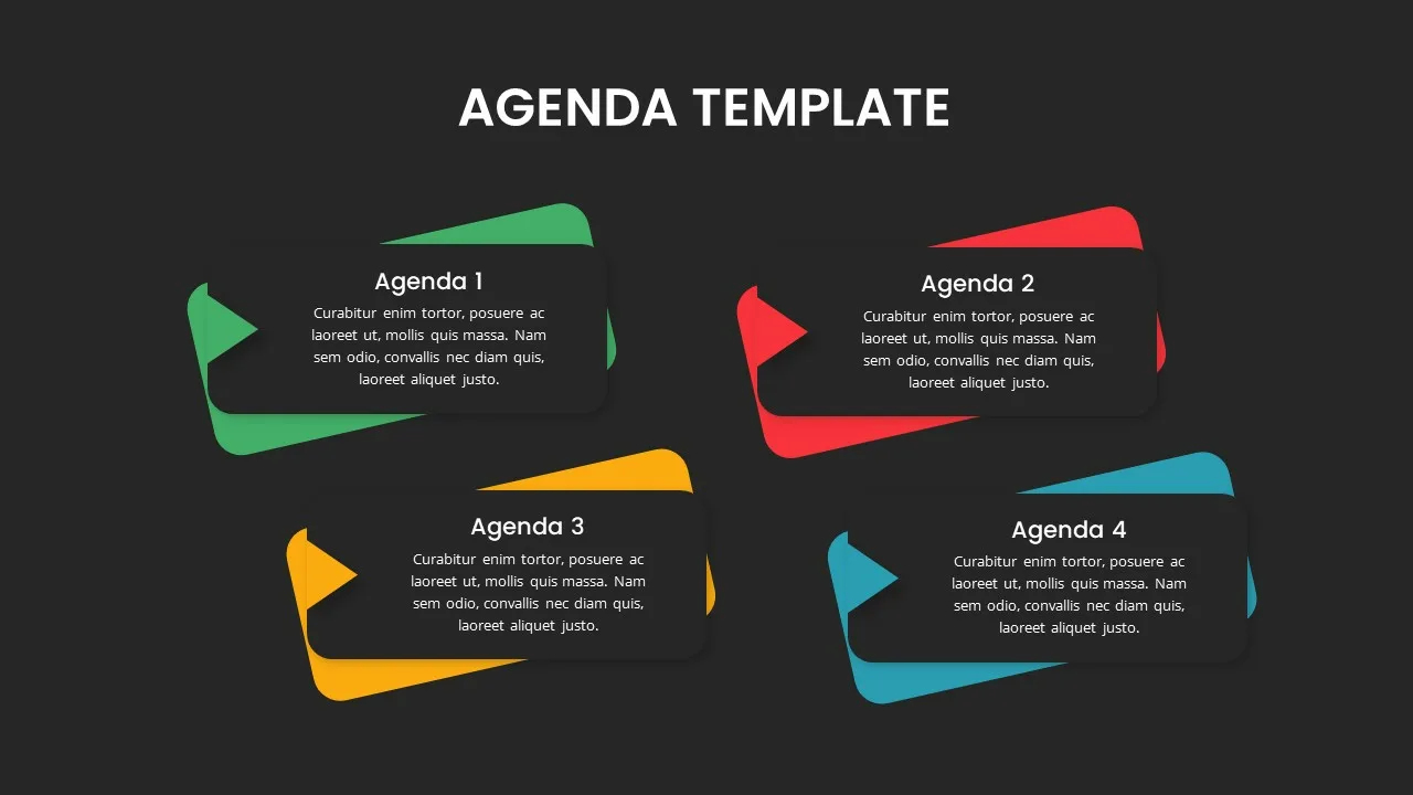 Dark Theme 4 Point Professional Agenda Slide