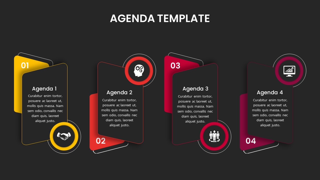 Dark Theme Agenda Presentation Slide