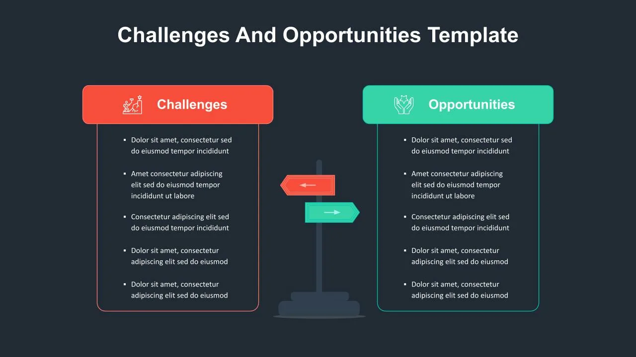 Dark Theme Challenges and Opportunities Slide Template