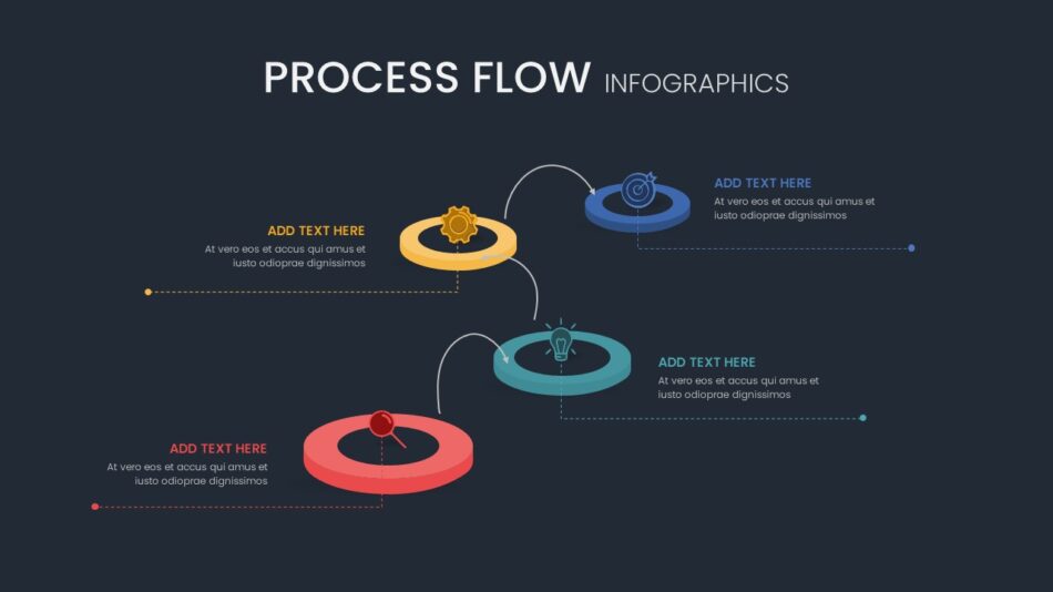 Dark Theme Process Flow Diagram Template - SlideKit