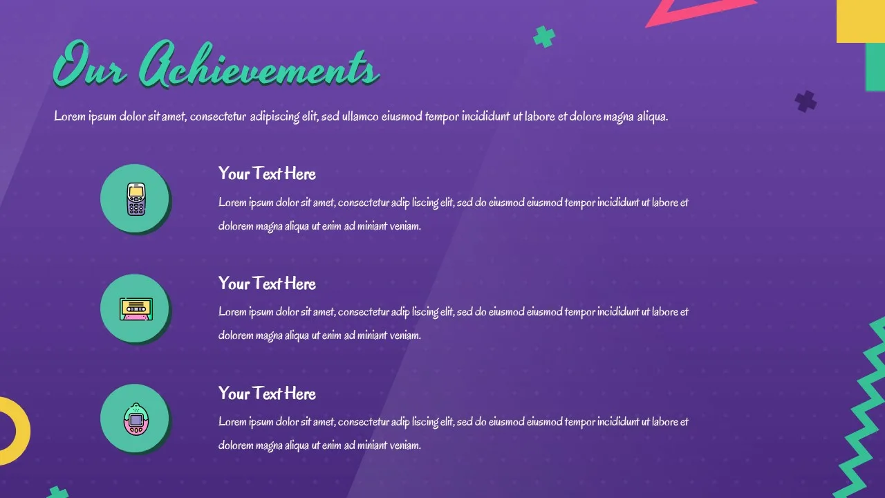 Free 90s Slides Template Company Achievements Slide