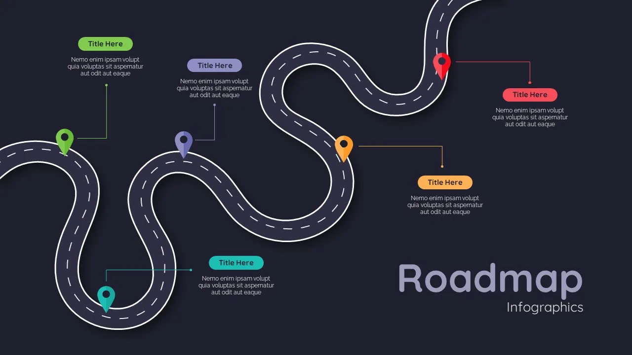 Google Slides Dark Theme Roadmap Templates