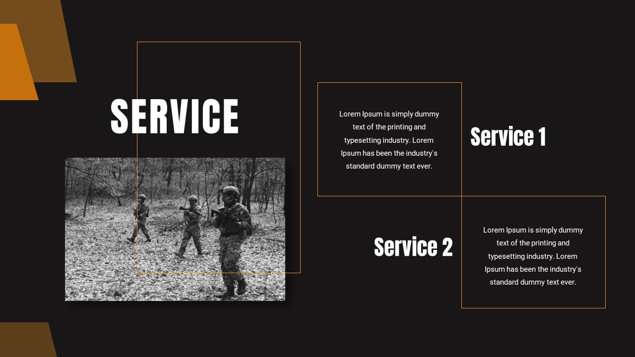Our Services Slide in Army Theme Slides