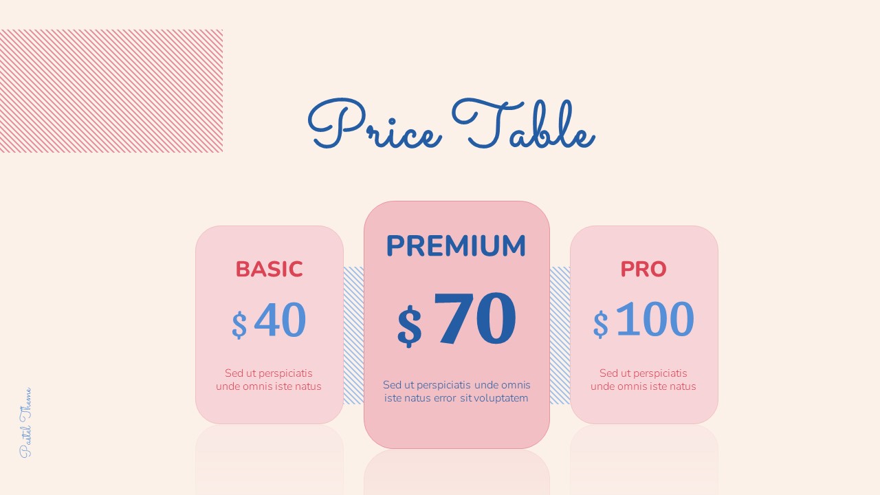 Pricing Table Slide of Pastel Google Slides Theme