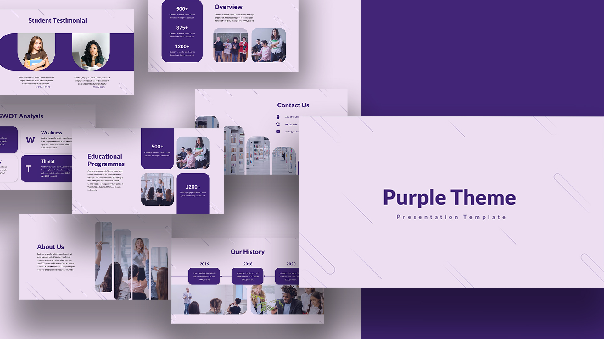 Purple PowerPoint Theme Cover Template SlideKit