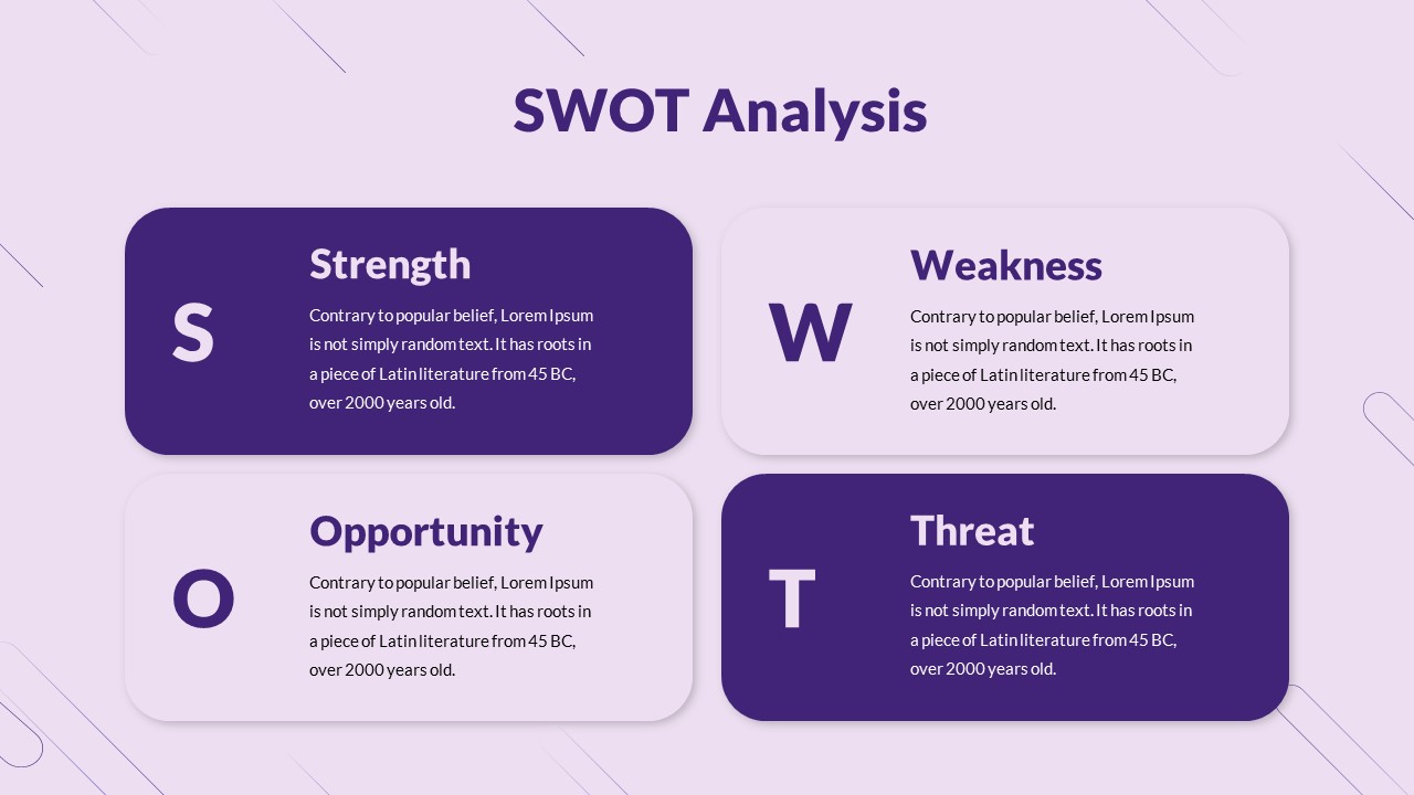 Purple Templates SWOT Analysis Slides