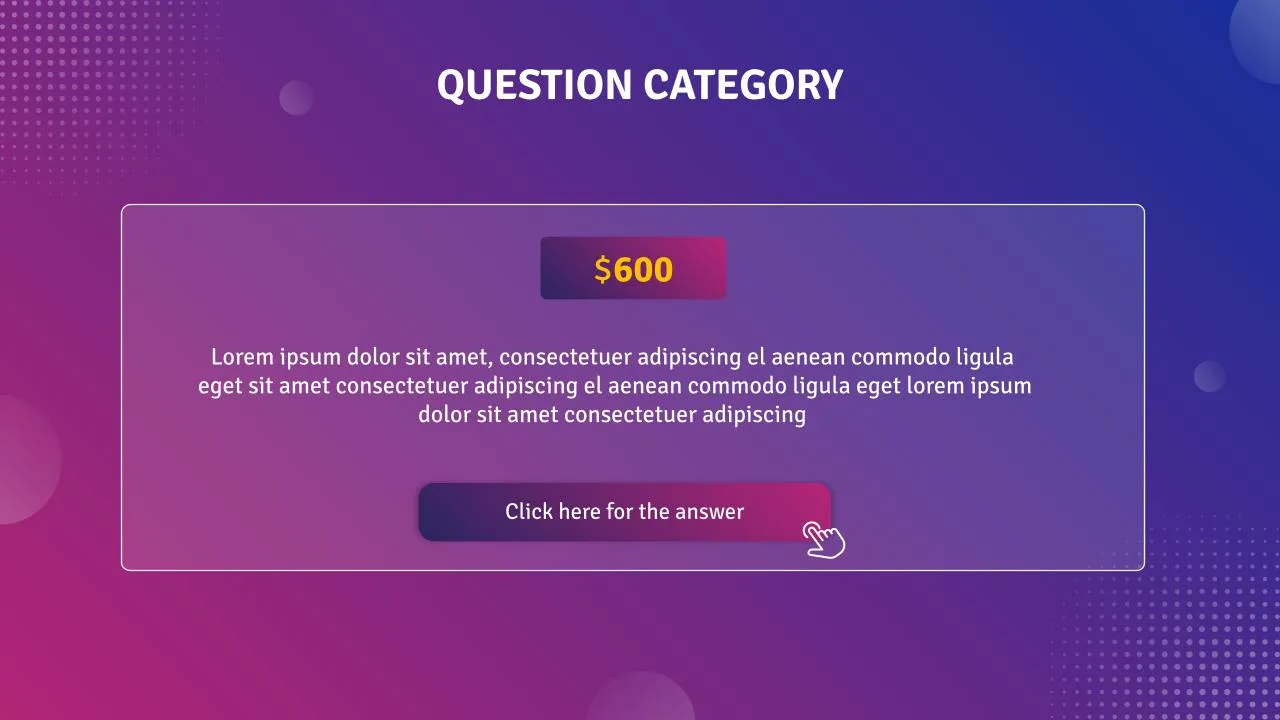 Question Slide of Jeopardy Google Slides Template