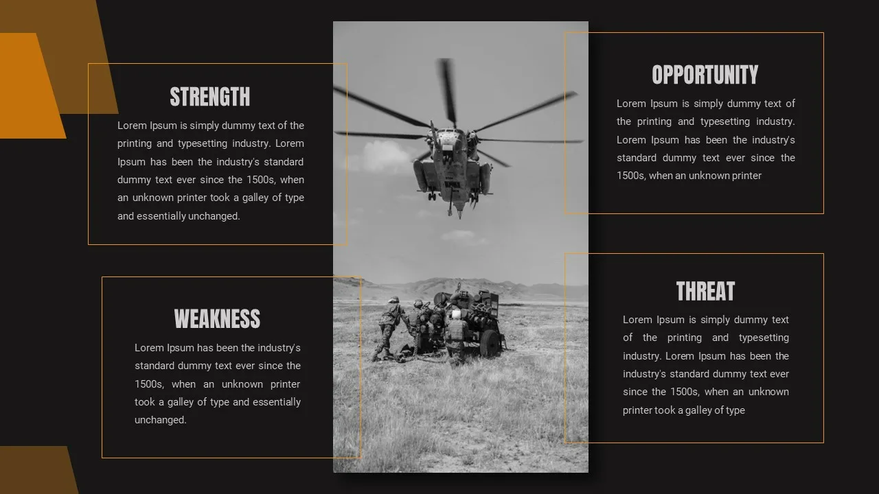 SWOT Analysis Slide in Army Google Slides Template