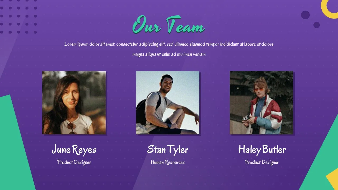 Team Introduction Slide of Free 90's Template