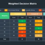 Weighted Decision Matrix Template for Google Slides,Decision Matrix Templates,Matrix Slide,Matrix Slide Template
