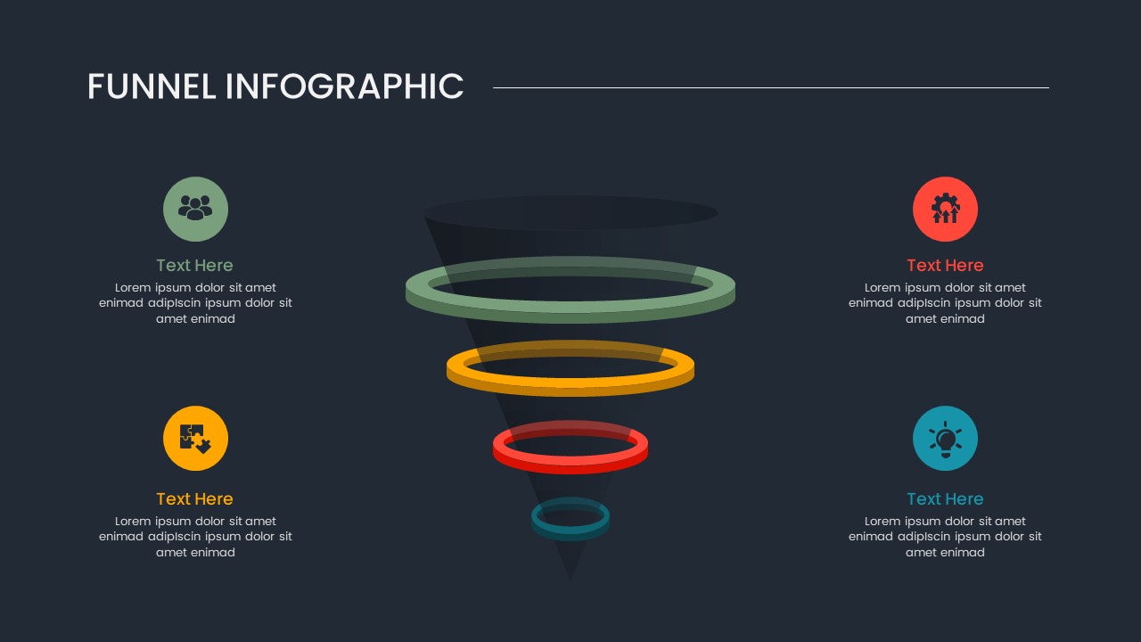 Dark Theme 3-D Funnel Infographic Template