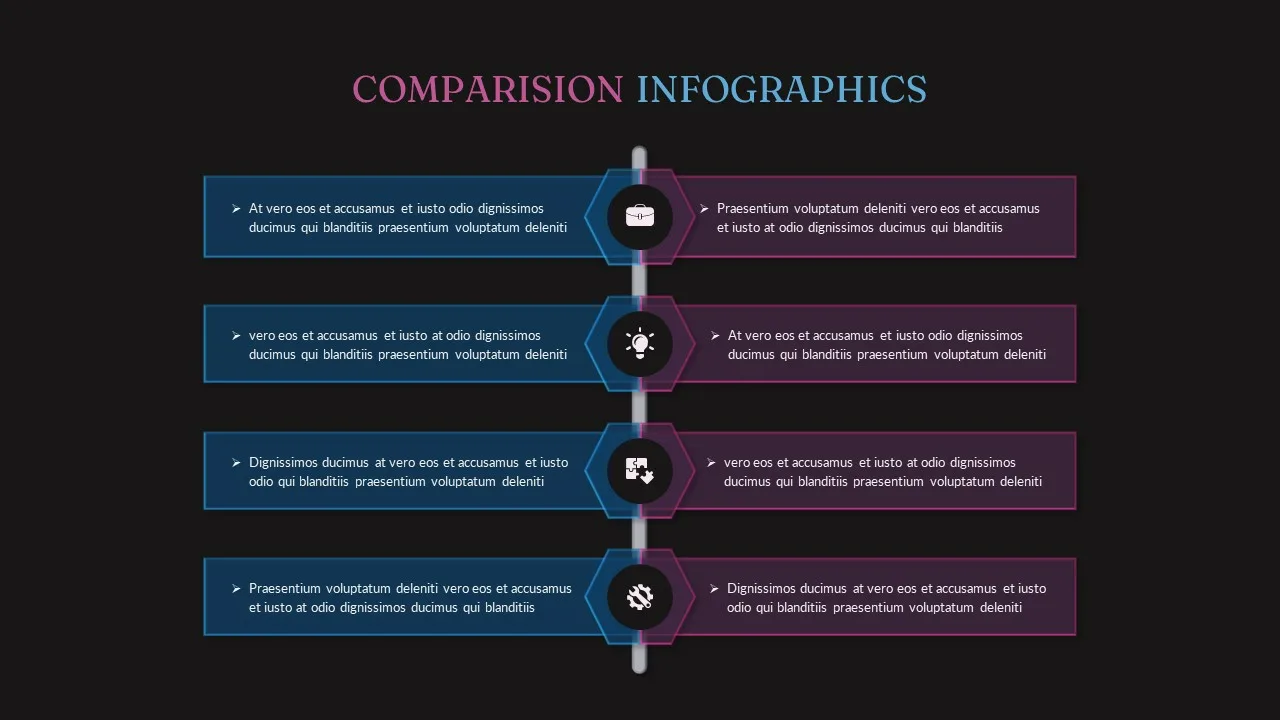 Dark Theme Comparison Slides Templates