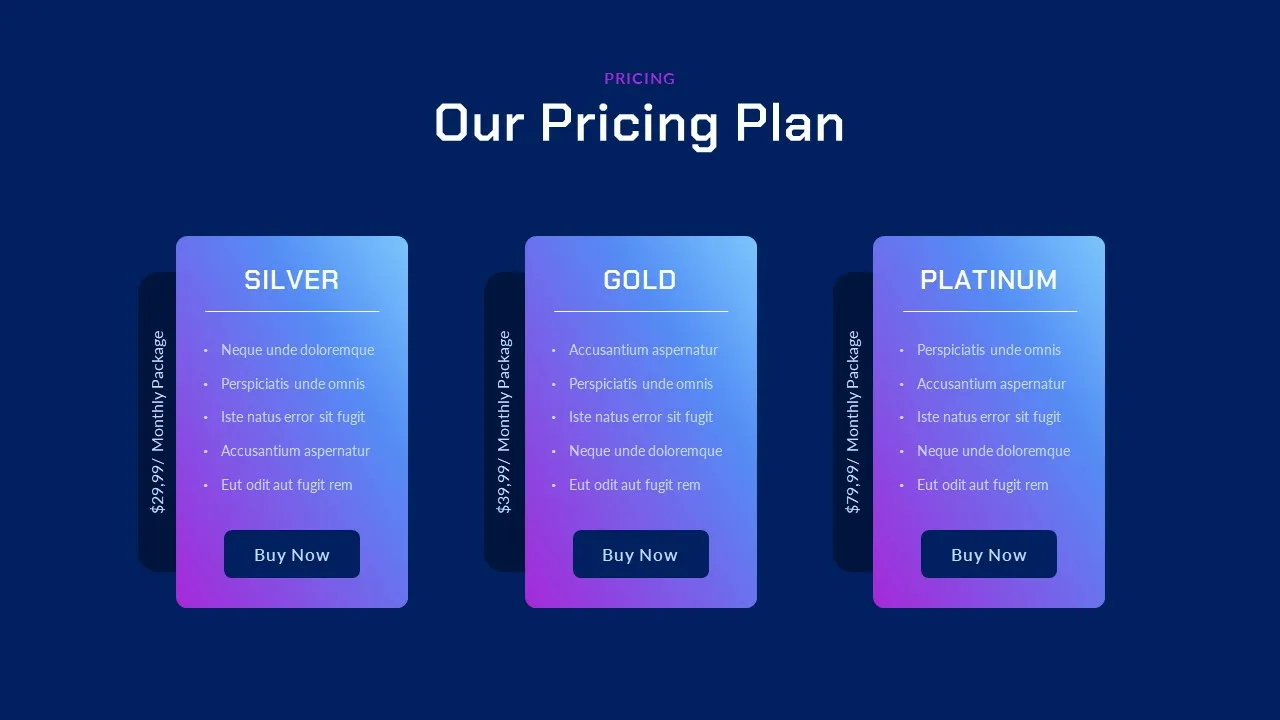 Technology Slides Pricing Plan Template
